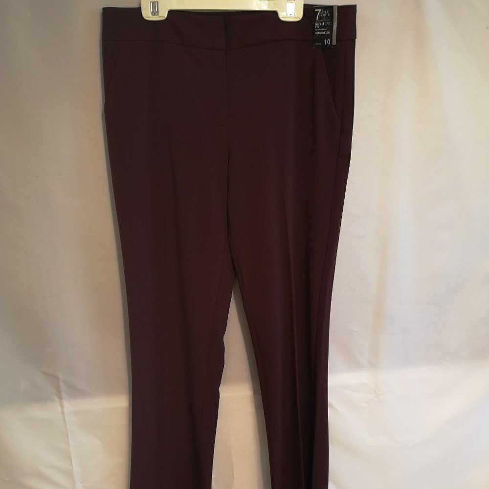 NWT 7th Avenue Design Ladies Size 10 Tall Burgundy Straight Leg Dress Pants